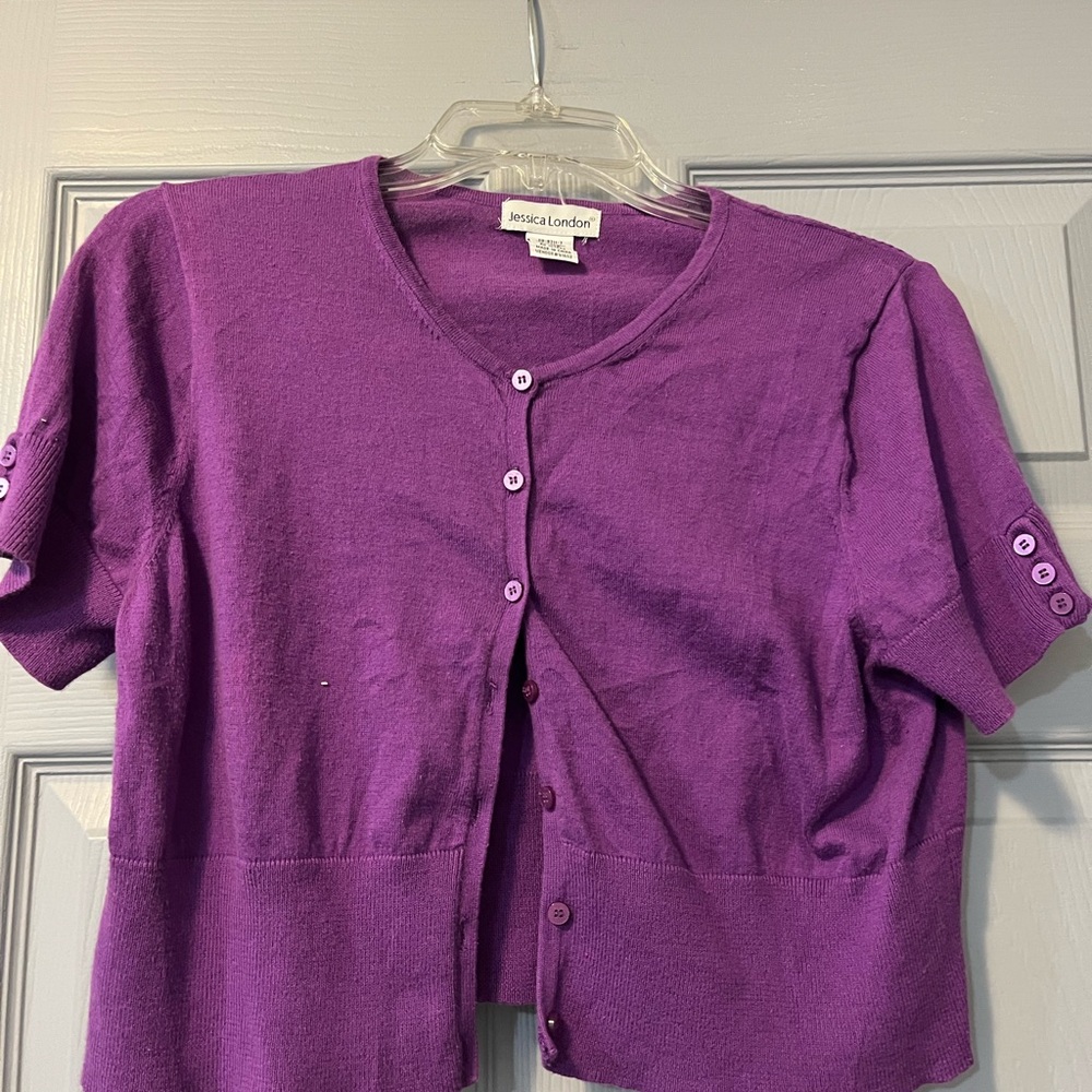 Jessica London Purple Button-Up Shrug